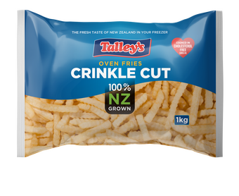 Talleys Crinkle Cut Fries 1Kg Mockup Bag
