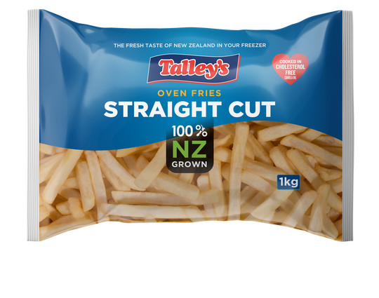 Talleys Straight Cut Fries 1Kg Mockup Bag