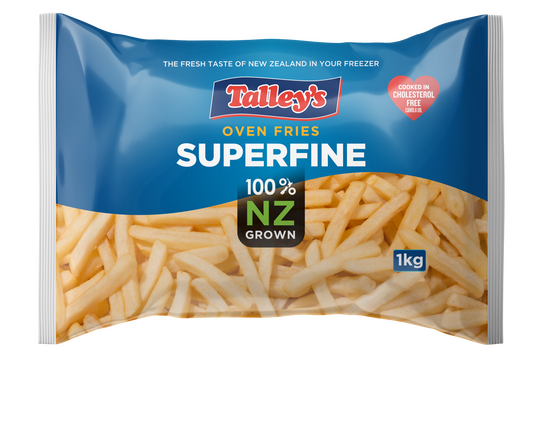 Talleys Superfine Fries 1Kg Mockup Bag