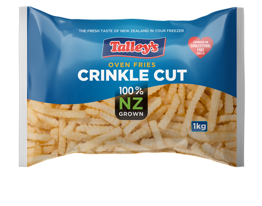 Talleys Crinkle Cut Fries 1Kg Mockup Bag